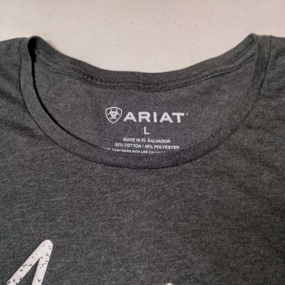 Ariat Shirt Women Size Large Gray Cotton Blend Orange Stripe Western Wear Ranch - Picture 8 of 9